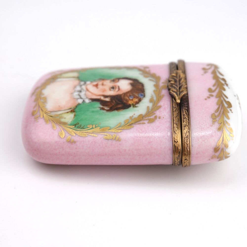 Limoges France Peint Main Lady Portrait Artist Signed Trinket Box RARE - Picture 9 of 16